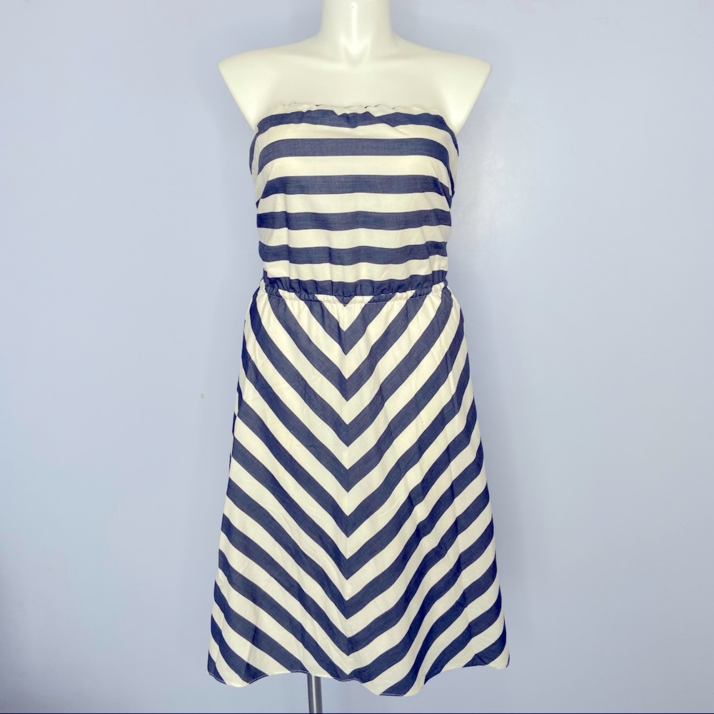 Eloquii Navy Chevron Stripe Strapless Dress 22W